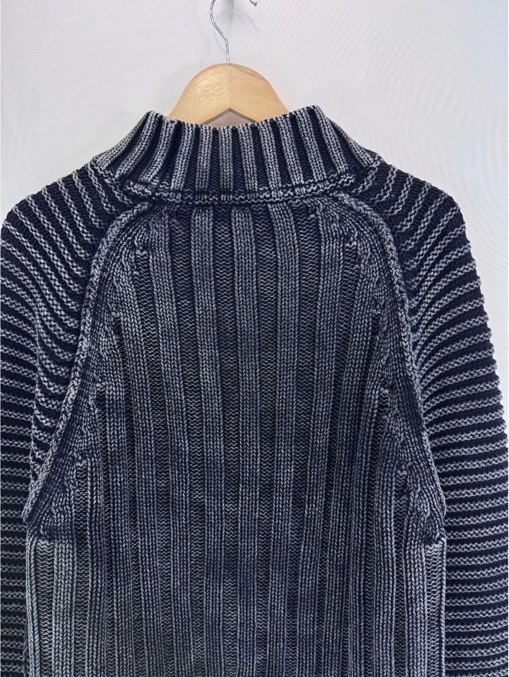 Free People Sweetheart Rib Chunky Mock Neck Sweater Black Washed Cotton M - Picture 10 of 10